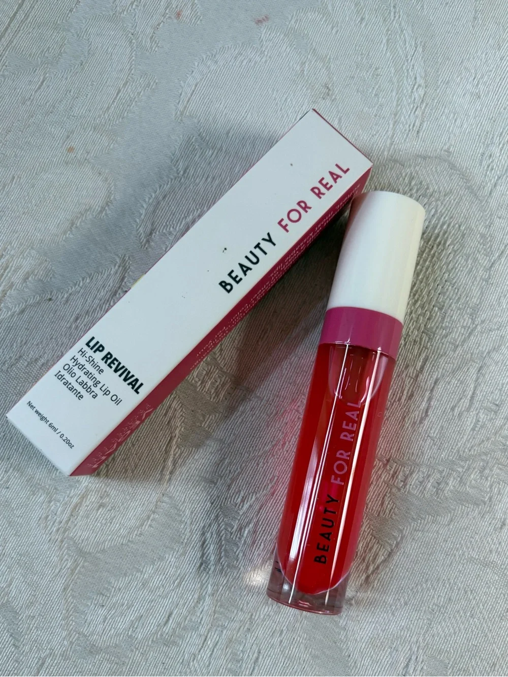 Beauty for Real Lip Revival High Shine Lip Oil Lipgloss Strawberry Fields BNIB
